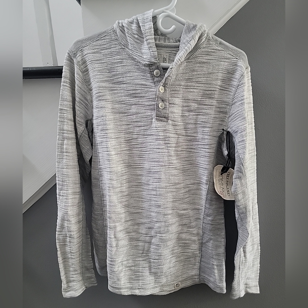 Free Planet Sweatshirt Men's Medium Gray Cotton Blend Pullover Hoodie M